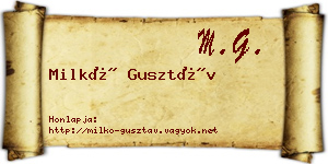 Milkó Gusztáv névjegykártya